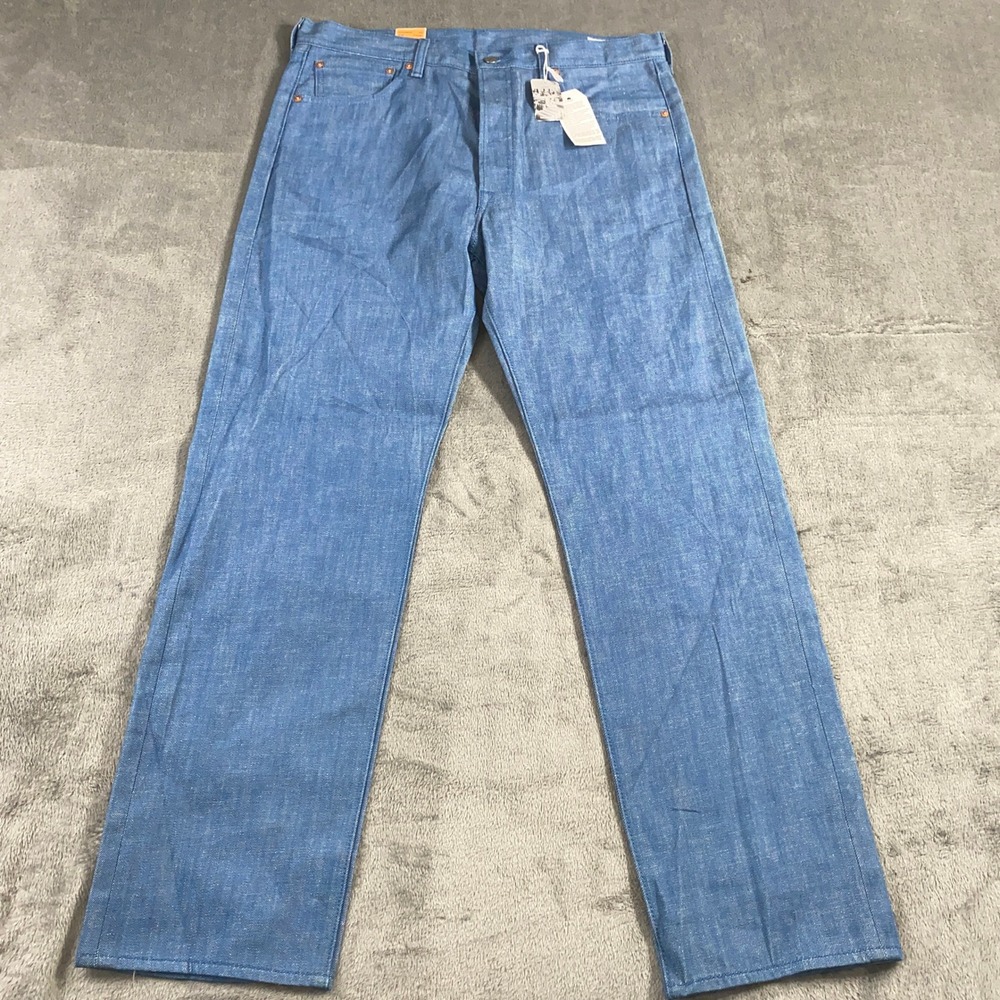 Levis 501 Jeans Mens 36x32 Blue‎ Original Fit White Oak Cone Denim Straight Leg